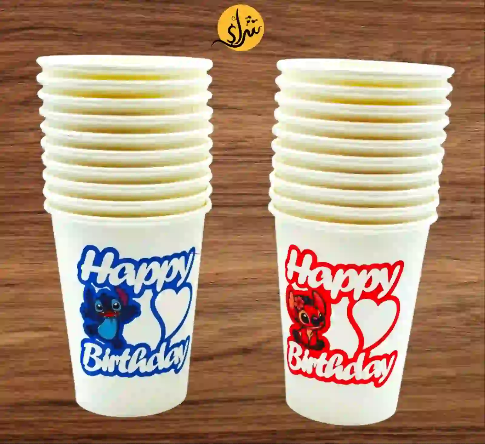 أكواب خامة كرتون مستورد شكل استيتش لون أحمر/أزرق